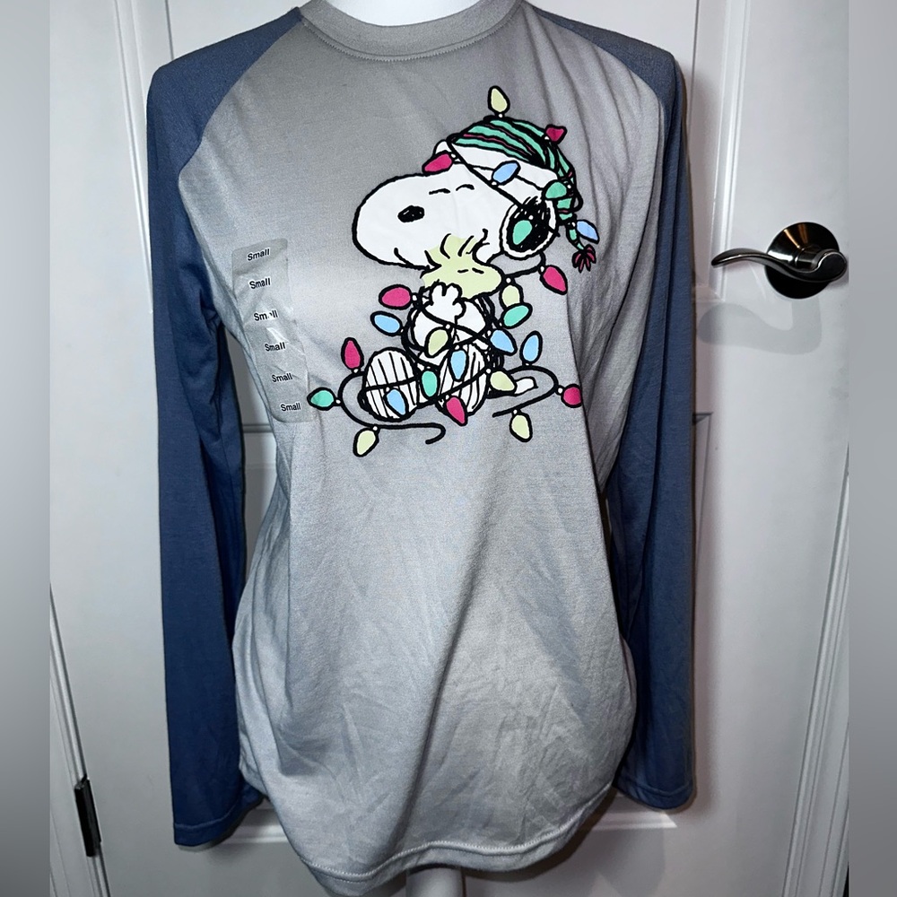 munki munki Snoopy Holiday Lights Shirt - Gray and Black